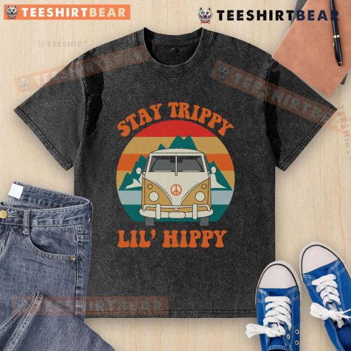 Nice Stay Trippy Lil Hippy washed t-shirt featuring vibrant colors and a relaxed fit, perfect for casual style.