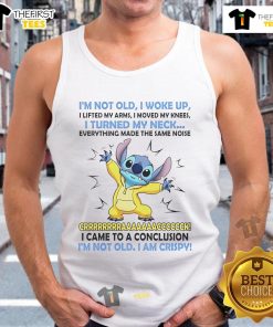 Alt Text: Woman wearing 'I'm Not Old, I Woke Up, I Lifted My Arms' tank top, showcasing a fun and humorous design.