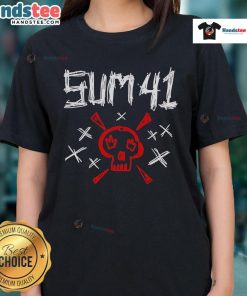 Nice Sum 41 sketch skull ladies tee featuring a unique design, perfect for fans of punk rock fashion.
