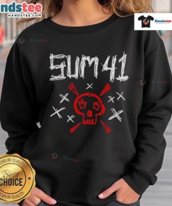 Sum 41 skull sweatshirt featuring a stylish design, perfect for fans of the band and edgy streetwear fashion.