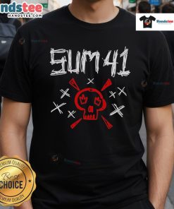 Alt Text: Nice Sum 41 Sketch Skull T-Shirt featuring a creative skull design, perfect for music fans and casual wear.
