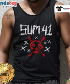 Nice Sum 41 sketch skull tank top featuring a vibrant skull design, perfect for music fans and casual wear enthusiasts.