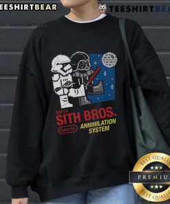 8-bit sweatshirt featuring Nice Super Sith Bros Galactic Annihilation System design, perfect for gamers and sci-fi fans.