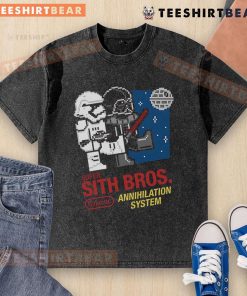 Alt Text: Nice Super Sith Bros Galactic Annihilation System 8-bit washed t-shirt featuring retro gaming design and vibrant colors.