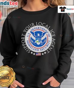 Nice Support Your Local Ice Agent Back Logo Sweatshirt featuring a bold graphic design in vibrant colors.