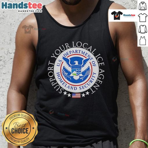 Support Your Local Ice Agent back logo tank top featuring a stylish design for ice hockey fans.