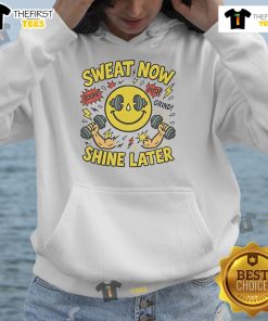 Stylish Nice Sweat Now Shine Later gym hoodie in black, perfect for workouts and casual wear.