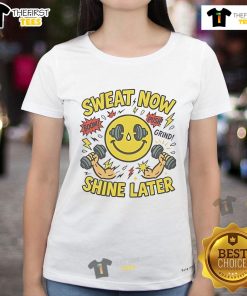 Stylish 'Nice Sweat Now Shine Later' gym ladies tee in vibrant color, perfect for workouts and fitness motivation.