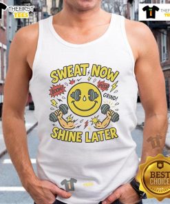 Nice Sweat Now Shine Later Gym Tank Top in black, perfect for workouts and showcasing your fitness motivation.