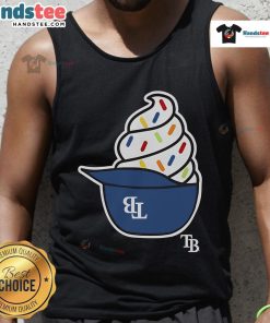 Alt Text: Nice Tampa Bay Rays ice cream helmet tank top featuring team colors and logo, perfect for summer games.