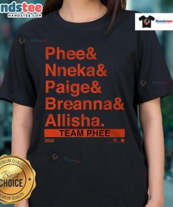 Nice Team Phee lineup featuring stylish Ampersand ladies tee in vibrant colors, perfect for casual wear.