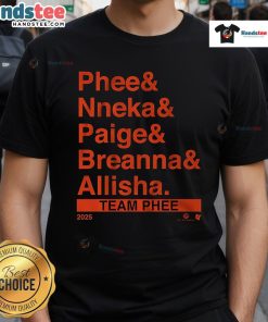 Nice Team Phee lineup featuring stylish ampersand t-shirt in vibrant colors, perfect for casual wear and team spirit.