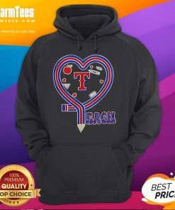 Nice Texas Rangers baseball hoodie with a heart and pencil design, perfect for teaching enthusiasts and fans.