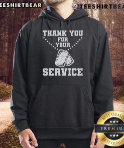 Cozy hoodie featuring 'Thank You For Your Service' dog tag design, perfect for service dog owners and supporters.
