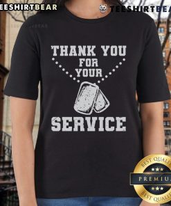 Stylish 'Thank You For Your Service Dog Tag' ladies tee featuring a heartfelt design, perfect for dog lovers and veterans.
