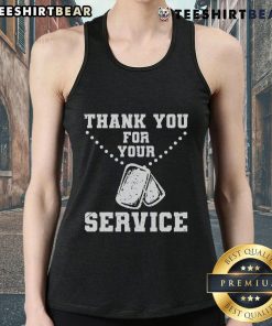Stylish 'Thank You For Your Service' dog tag tank top featuring a heartwarming design for dog lovers.