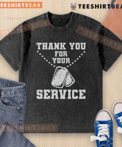 Alt Text: Nice Thank You For Your Service Dog Tag design on a washed T-shirt, perfect for honoring service animals.