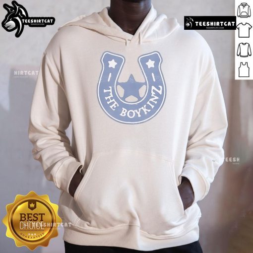 Alt Text: Boykinz hoodie featuring cowboy horseshoe design, perfect for lovers of country style and cozy fashion.