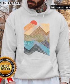 Nice The Geometric Mountain Sunset Hoodie featuring a vibrant sunset design over geometric mountain graphics.