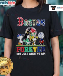 Nice The Peanuts Boston Sports Teams Crossing Forever Ladies Tee showcasing Boston pride and sportsmanship.