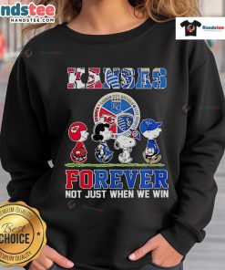 Nice The Peanuts Kansas sports teams sweatshirt featuring 'Crossing Forever Not Just When We Win' slogan.