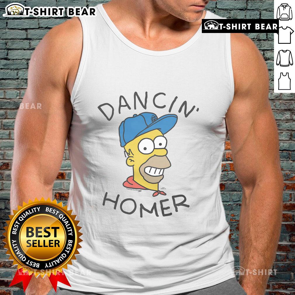 Nice The Simpsons Dancin' Homer Tank Top Alt Text: Dancin' Homer tank top featuring The Simpsons character, vibrant design perfect for fans of animated comedy.
