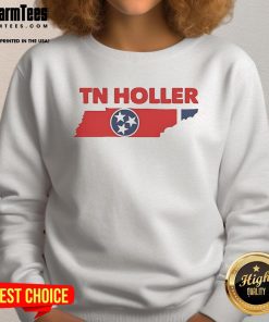 Cozy Nice TN Holler Tennessee State sweatshirt displayed on a rustic wooden background, perfect for casual wear.