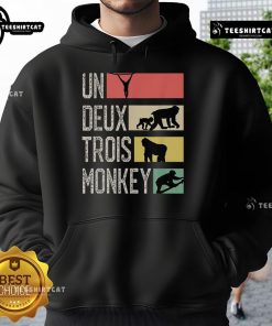 Stylish Nice Un Deux Trois monkey hoodie featuring a playful design, perfect for casual wear and animal lovers.