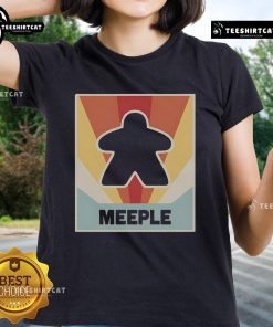 Stylish ladies tee featuring a nice vintage Meeple design, perfect for board game enthusiasts and casual wear.