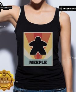 Vintage Meeple board game tank top featuring colorful game pieces, perfect for board game enthusiasts and casual wear.