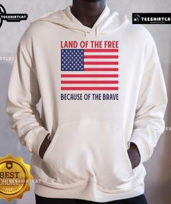 Vivek Ramaswamy wearing a Land of the Free Because of the Brave hoodie, promoting patriotism and freedom.