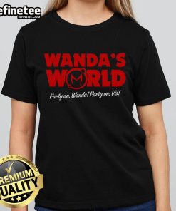 Nice Wanda's World Party On Wanda Party On Vis Ladies Tee showcasing vibrant design for fun gatherings.