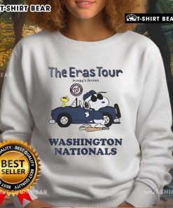 Nice Washington Nationals Eras Tour Snoopy sweatshirt featuring vibrant graphics and team colors.