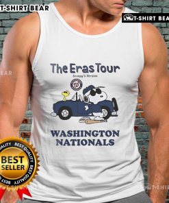 Alt Text: Stylish Snoopy tank top featuring the Washington Nationals logo, perfect for fans of The Eras Tour and baseball fashion.