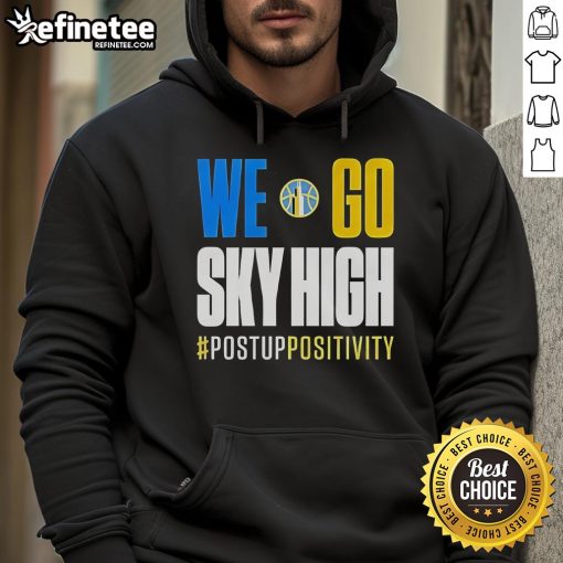 Nice We Go Sky High Chicago Sky Basketball Post Up Positivity Hoodie featuring vibrant design and comfortable fit.