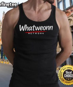 Alt Text: Stylish 'Nice What Weonn Network' tank top featuring a modern design, perfect for casual summer outfits.