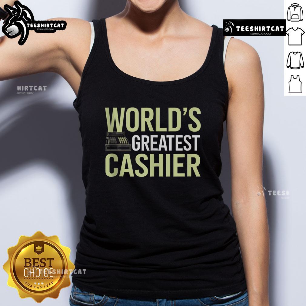 Nice World'S Greatest Cashier Tank Top Alt Text: Nice Worlds Greatest Cashier Tank Top featuring a fun graphic design for cashiers and retail enthusiasts.