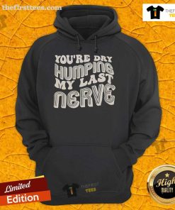Funny 'Nice, You're Dry Humping My Last Nerve' hoodie design, perfect for humorous gifts and casual wear.