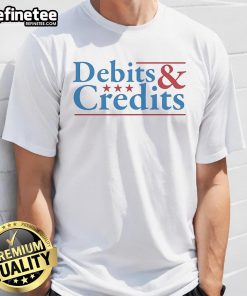 Official Debits and Credits logo T-shirt featuring a stylish design for finance enthusiasts and accounting professionals.