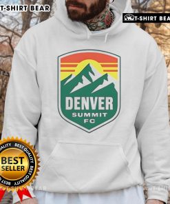 Official Denver Summit FC Logo Hoodie featuring team colors and emblem, perfect for fans and supporters.