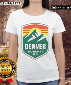 Official Denver Summit FC logo on a stylish ladies tee, perfect for fans and casual wear.