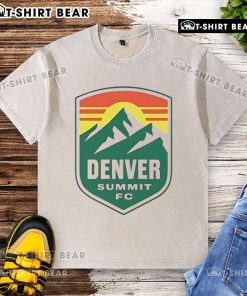 Official Denver Summit FC Logo on a washed t-shirt, showcasing team spirit and style for fans and players alike.