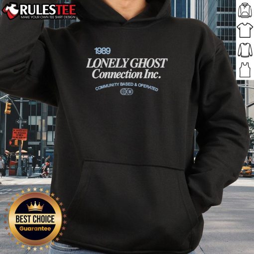 Alt Text: Official 1989 Lonely Ghost Connection Inc. community-operated hoodie featuring a stylish design and vibrant colors.