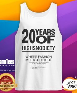 Alt Text: Official 20 Years of Highsnobiety collaboration tank top showcasing fashion meets culture design for 2025.