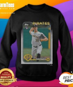 Alt Text: Official 2024 Topps Baseball Paul Skenes Pirates sweatshirt featuring team colors and logo, perfect for fans.