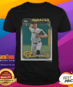 Alt Text: Official 2024 Topps Baseball Paul Skenes Pirates T-Shirt featuring bold graphics and team colors for fans.