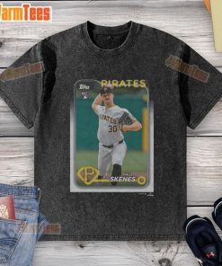 Alt Text: Official 2024 Topps Baseball Paul Skenes Pirates washed t-shirt featuring a stylish design for fans.