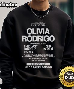 Official 2025 BST Hyde Park Olivia Rodrigo sweatshirt featuring stylish design, perfect for fans and concert-goers.