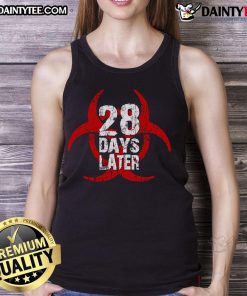Official 28 Days Later logo tank top featuring a bold design, perfect for fans of the iconic zombie horror film.