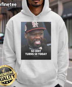 50 Cent celebrates his 50th birthday in a stylish hoodie, marking a milestone in his iconic music career.